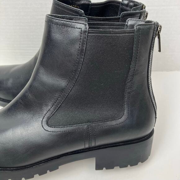 Cole Haan Sz 11 Stanton Waterproof Black Leather Chelsea Chunky Ankle Boots - Picture 4 of 16